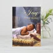 Afrikaanse Amerikaanse Baby Jesus Flat Kerstmis Ka Feestdagenkaart (Staand voorkant)