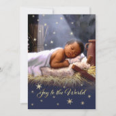 Afrikaanse Amerikaanse Baby Jesus Flat Kerstmis Ka Feestdagenkaart (Voorkant)