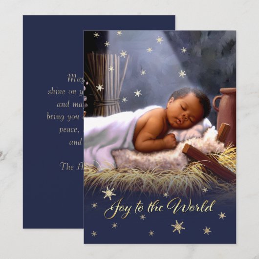 Afrikaanse Amerikaanse Baby Jesus Flat Kerstmis Ka Feestdagenkaart (Voorkant / Achterkant)
