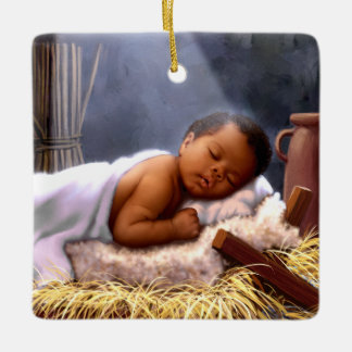 Afrikaanse Amerikaanse Baby Jezus Kerstversiering Keramisch Ornament