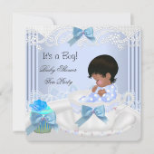 Afrikaanse Amerikaanse Baby shower Boy Blue Baby T Kaart (Voorkant)