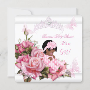 Afrikaanse Amerikaanse Baby shower Girl Butterfly Kaart