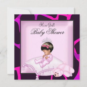 Afrikaanse Amerikaanse Baby shower Girl Hot Pink B Kaart