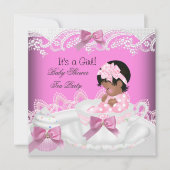 Afrikaanse Amerikaanse Baby shower Girl Pink Baby  Kaart (Voorkant)
