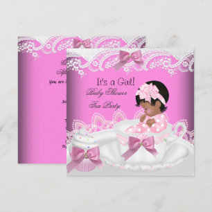 Afrikaanse Amerikaanse Baby shower Girl Pink Baby  Kaart