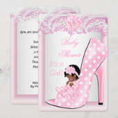 Afrikaanse Amerikaanse Baby shower Girl Pink Baby  Kaart (Voorkant / Achterkant)
