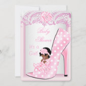 Afrikaanse Amerikaanse Baby shower Girl Pink Baby  Kaart (Voorkant)