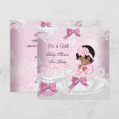 Afrikaanse Amerikaanse Baby shower Girl Pink Baby  Kaart (Voorkant / Achterkant)