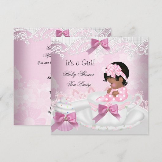 Afrikaanse Amerikaanse Baby shower Girl Pink Baby  Kaart (Voorkant / Achterkant)