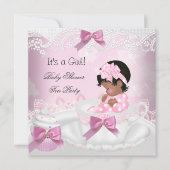 Afrikaanse Amerikaanse Baby shower Girl Pink Baby  Kaart (Voorkant)
