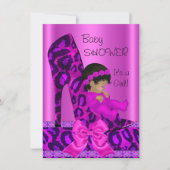 Afrikaanse Amerikaanse Baby shower Girl Pink Leopa Kaart (Voorkant)