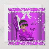 Afrikaanse Amerikaanse Baby shower Girl Pink Shoe Kaart (Voorkant)