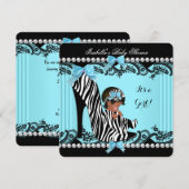 Afrikaanse Amerikaanse Baby shower Girl Zebra Blau Kaart (Voorkant / Achterkant)