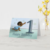 Afrikaanse Amerikaanse babyjongen 1 oktober Kaart (Gele Bloem)