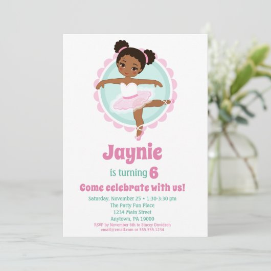 Afrikaanse Amerikaanse Ballerina Ballet Dansdansda Kaart (Staand voorkant)
