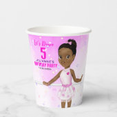 Afrikaanse Amerikaanse Ballerina Birthday Papieren Bekers (Achterkant)