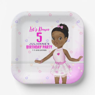 Afrikaanse Amerikaanse Ballerina Birthday Papieren Bordje