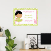 Afrikaanse Amerikaanse Ballerina & Green Damask Bi Poster (Thuiskantoor)