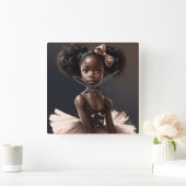 Afrikaanse Amerikaanse ballerina, meisje dat van b Vierkante Klok (Huis)