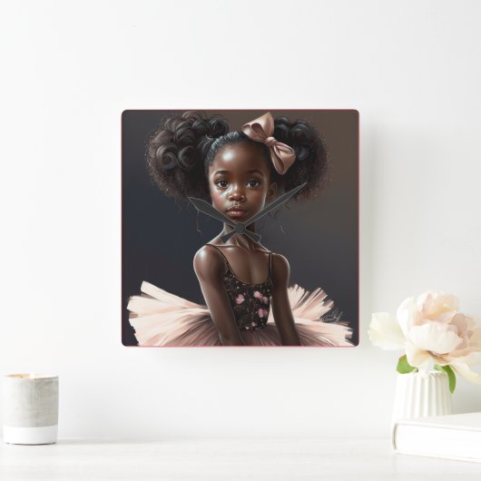 Afrikaanse Amerikaanse ballerina, meisje dat van b Vierkante Klok (Huis)