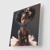 Afrikaanse Amerikaanse ballerina, meisje dat van b Vierkante Klok (Hoek)