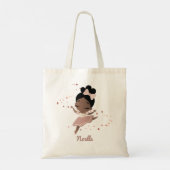 Afrikaanse Amerikaanse Ballerina met Bow, Roos Gol Tote Bag (Achterkant)