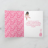 Afrikaanse Amerikaanse Ballerina Pink Birthday Dan Bedankkaart (Binnen)