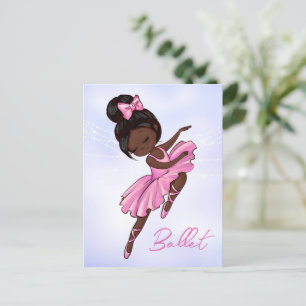 Afrikaanse Amerikaanse Ballerina Pink, Paarse Ball Briefkaart