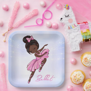 Afrikaanse Amerikaanse Ballerina Pink, Paarse Ball Papieren Bordje