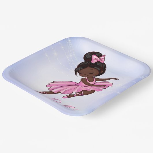 Afrikaanse Amerikaanse Ballerina Pink, Paarse Ball Papieren Bordje (Gebogen)