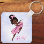 Afrikaanse Amerikaanse Ballerina Pink, Paarse Ball Sleutelhanger (Achterkant)