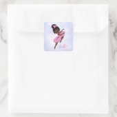 Afrikaanse Amerikaanse Ballerina Pink, Paarse Ball Vierkante Sticker (Tas)