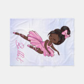 Afrikaanse Amerikaanse Ballerina Pink Tutu Ballet Fleece Deken (Voorkant (Horizontaal))