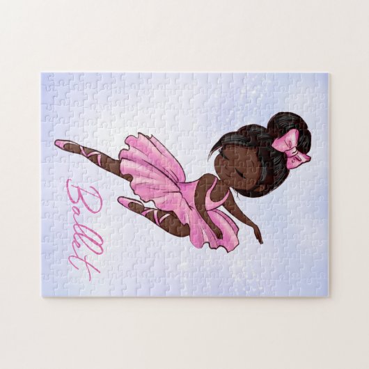 Afrikaanse Amerikaanse Ballerina Pink Tutu Ballet  Legpuzzel (Horizontaal)