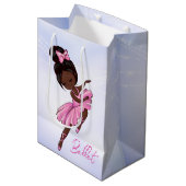 Afrikaanse Amerikaanse Ballerina Pink Tutu Ballet  Medium Cadeauzakje (Voorkant Gekanteld)
