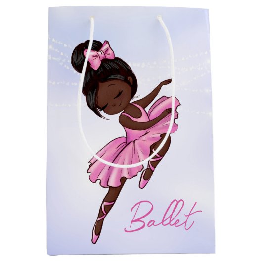 Afrikaanse Amerikaanse Ballerina Pink Tutu Ballet  Medium Cadeauzakje (Voorkant)