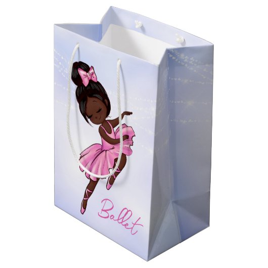 Afrikaanse Amerikaanse Ballerina Pink Tutu Ballet  Medium Cadeauzakje (Achterkant Gekanteld)