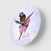 Afrikaanse Amerikaanse Ballerina Pink Tutu Ballet  Ronde Klok (Hoek)
