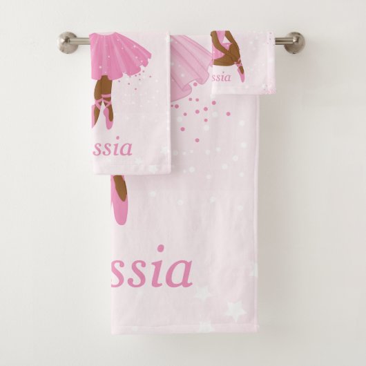 Afrikaanse Amerikaanse Ballerina Pink Tutu Bath To Bad Handdoek (Insitu)