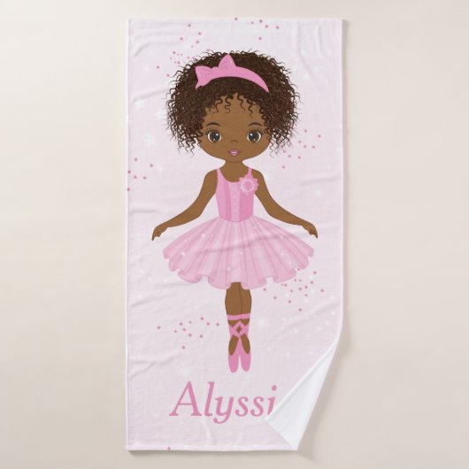 Afrikaanse Amerikaanse Ballerina Pink Tutu Bath To Bad Handdoek (Badhanddoek)