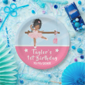 Afrikaanse Amerikaanse Ballerina Pink Tutu Birthda Papieren Bordje (Feest)
