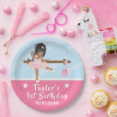 Afrikaanse Amerikaanse Ballerina Pink Tutu Birthda Papieren Bordje (Feest)