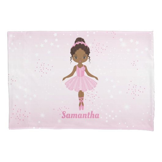 Afrikaanse Amerikaanse Ballerina Pink Tutu Pillowc Kussensloop (Voorkant)