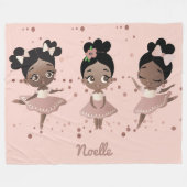 Afrikaanse Amerikaanse Ballerina Princesses, roze Fleece Deken (Voorkant (Horizontaal))