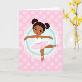 Afrikaanse Amerikaanse Ballerina - Roze Ballet Dan Kaart (Gele Bloem)