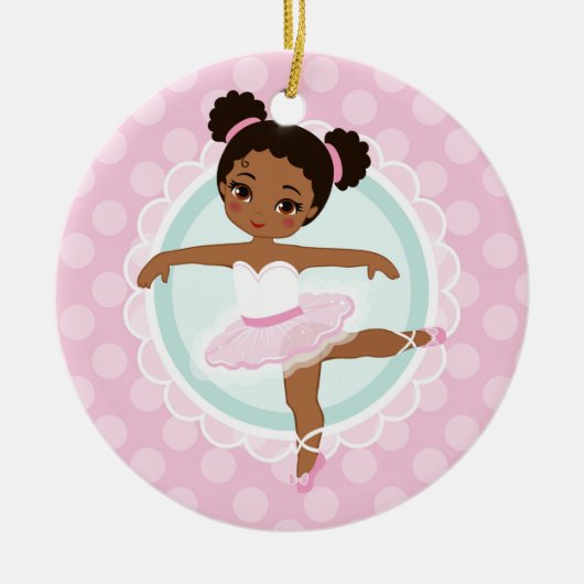 Afrikaanse Amerikaanse Ballerina - Roze Ballet Dan Keramisch Ornament (Voorkant)