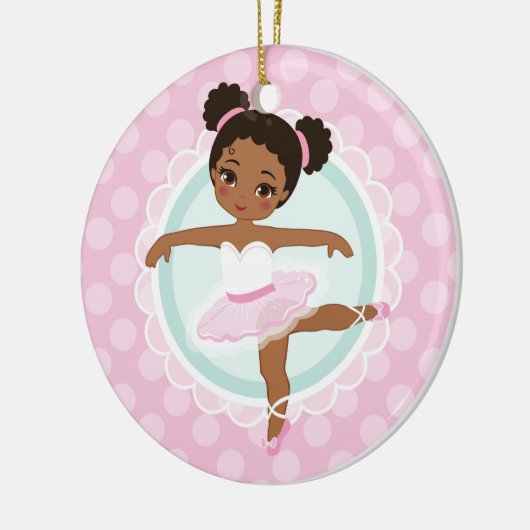 Afrikaanse Amerikaanse Ballerina - Roze Ballet Dan Keramisch Ornament (Links)