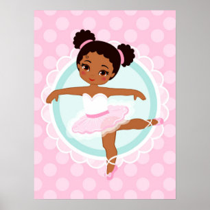 Afrikaanse Amerikaanse Ballerina - Roze Ballet Dan Poster