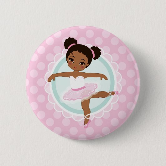 Afrikaanse Amerikaanse Ballerina - Roze Ballet Dan Ronde Button 5,7 Cm (Voorkant)