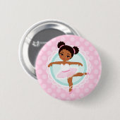Afrikaanse Amerikaanse Ballerina - Roze Ballet Dan Ronde Button 5,7 Cm (Voorkant /achterkant)